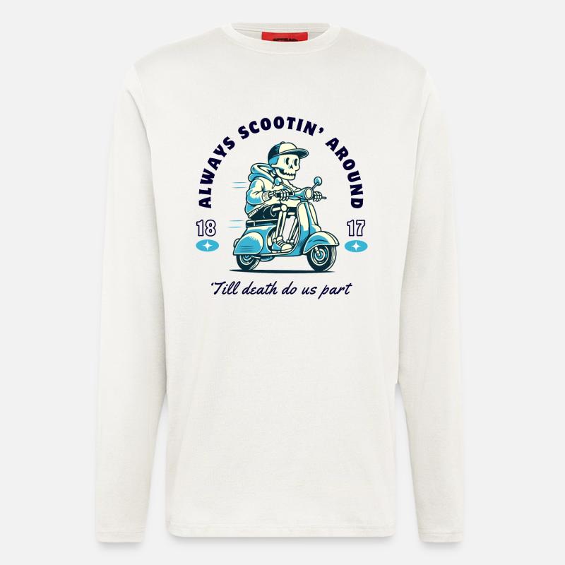 Skeleton sur la conception du scooter - Manches longues bio décontracté fabriqué en UE - OFF WHITE