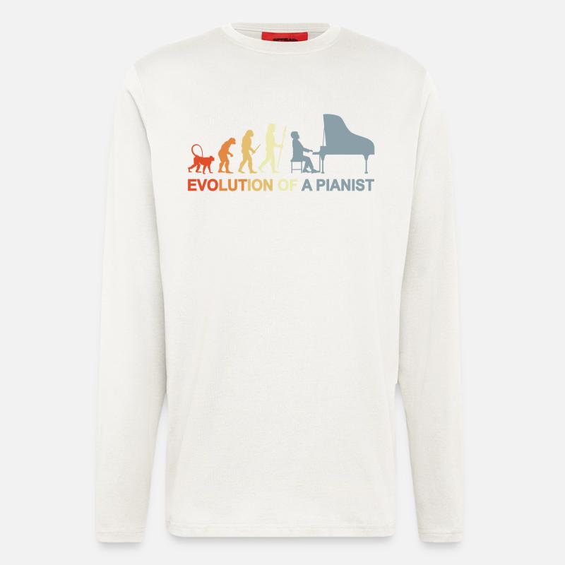 Évolution du piano - Manches longues bio décontracté fabriqué en UE - OFF WHITE