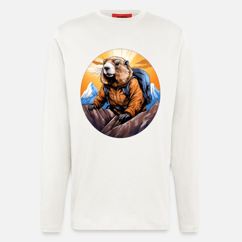 Murmeltier Bergsteiger / Wandern Murmeltiere - Langarmshirt - made by SPREAD  - OFF WHITE