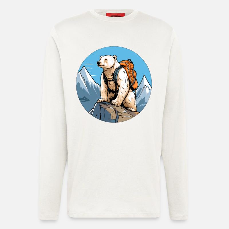 Eisbären Bergsteiger / Wandern Eisbär - Langarmshirt - made by SPREAD  - OFF WHITE