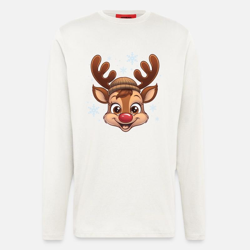 Cute Reindeer Boy with Woolen Hat - Longsleeve - made by SPREAD - OFF WHITE