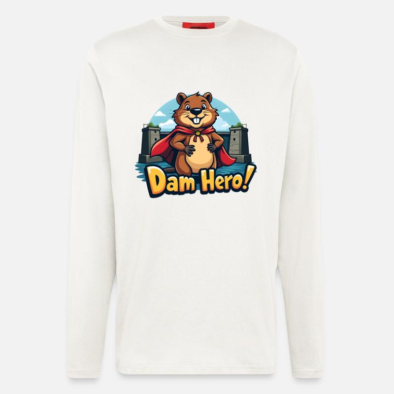Beaver Hero – Dam Hero! - Langarmshirt - made by SPREAD  - OFF WHITE