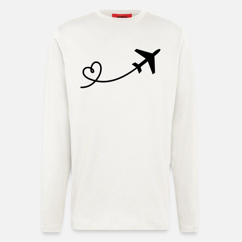 Flugzeug mit Herz - Langarmshirt - made by SPREAD  - OFF WHITE