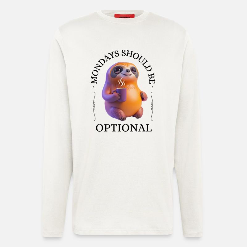 Coffee-Drinking Sloth – Relaxed & Pleasurable - Longsleeve - made by SPREAD  - OFF WHITE