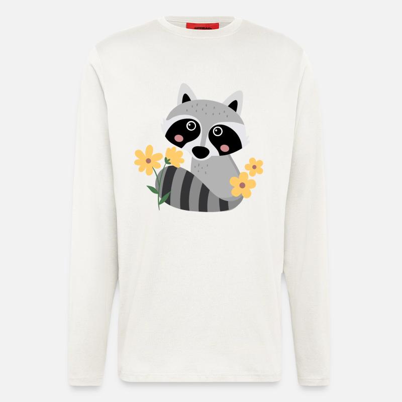Kleiner Waschbär mit Blumen - Langarmshirt - made by SPREAD  - OFF WHITE