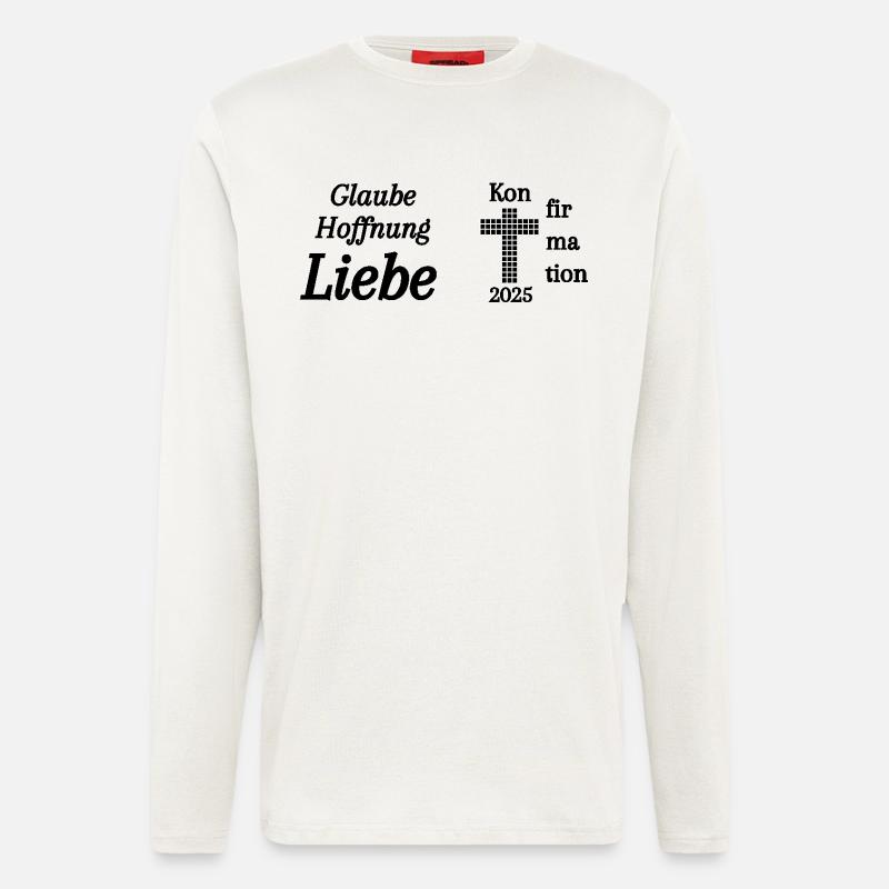 Konfirmation 2025 Glaube Hoffnung Liebe Bibel - Langarmshirt - made by SPREAD  - OFF WHITE
