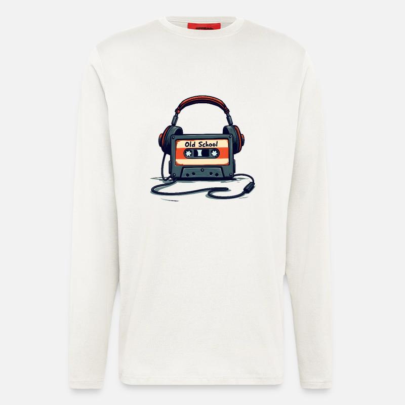 Retro Kassettenplayer mit Kopfhörern - Langarmshirt - made by SPREAD  - OFF WHITE