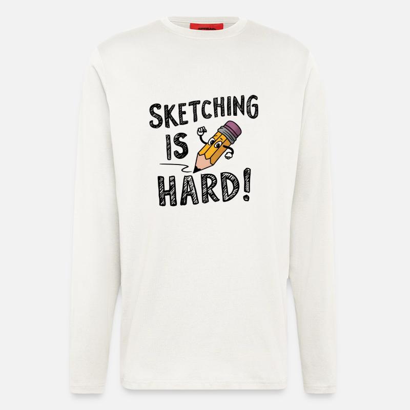 Sketching is hard - Langarmshirt - made by SPREAD  - OFF WHITE