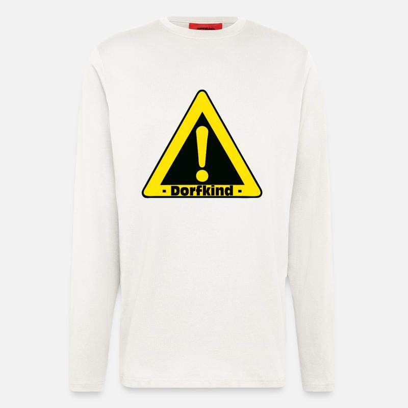 Dorfkind Warnzeichen Motiv - Langarmshirt - made by SPREAD  - OFF WHITE