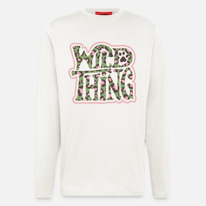 Wild Thing – Camo-Print Schriftzug - Langarmshirt - made by SPREAD - OFF WHITE