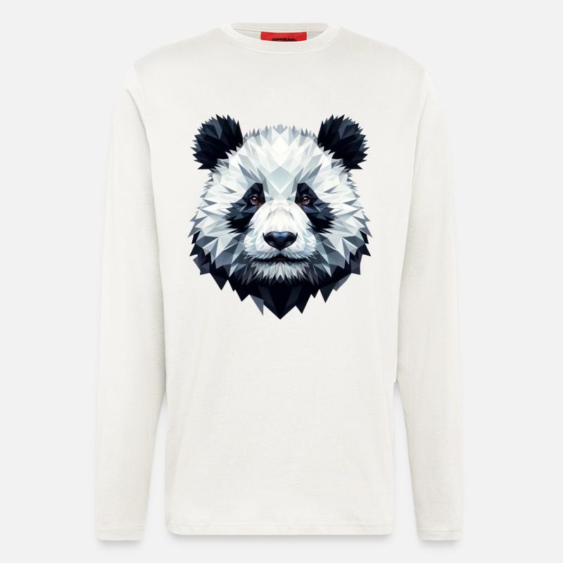 Panda Face Polygon Art Geometry - Longsleeve - made by SPREAD  - OFF WHITE