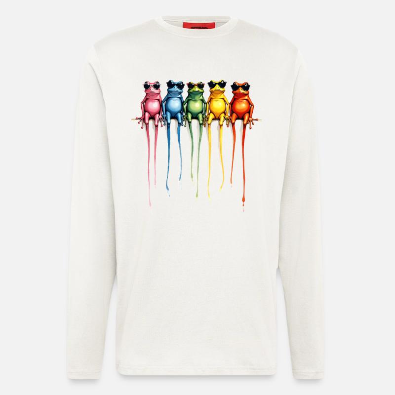 Coole Regenbogen-Frösche - Langarmshirt - made by SPREAD  - OFF WHITE