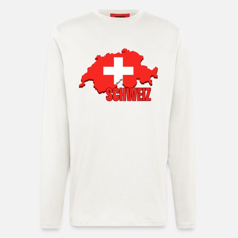 Flagge der Schweiz, Schweizer Stolz - Langarmshirt - made by SPREAD  - OFF WHITE