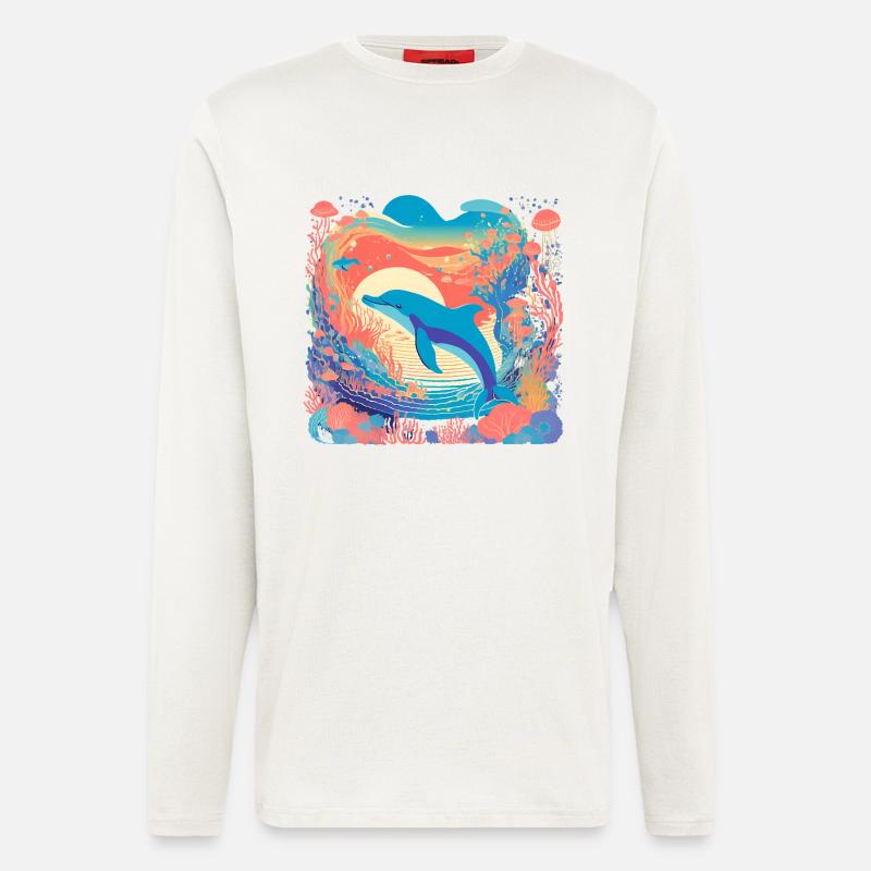 Underwater Rainbow Dolphin - Longsleeve - made by SPREAD  - OFF WHITE