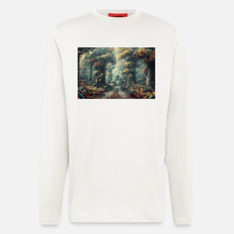 Waldlandschaft Illustration Poster - Langarmshirt - made by SPREAD  - OFF WHITE