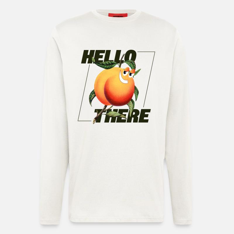 Peach Retro – Hello There Statement - Longsleeve - made by SPREAD  - OFF WHITE