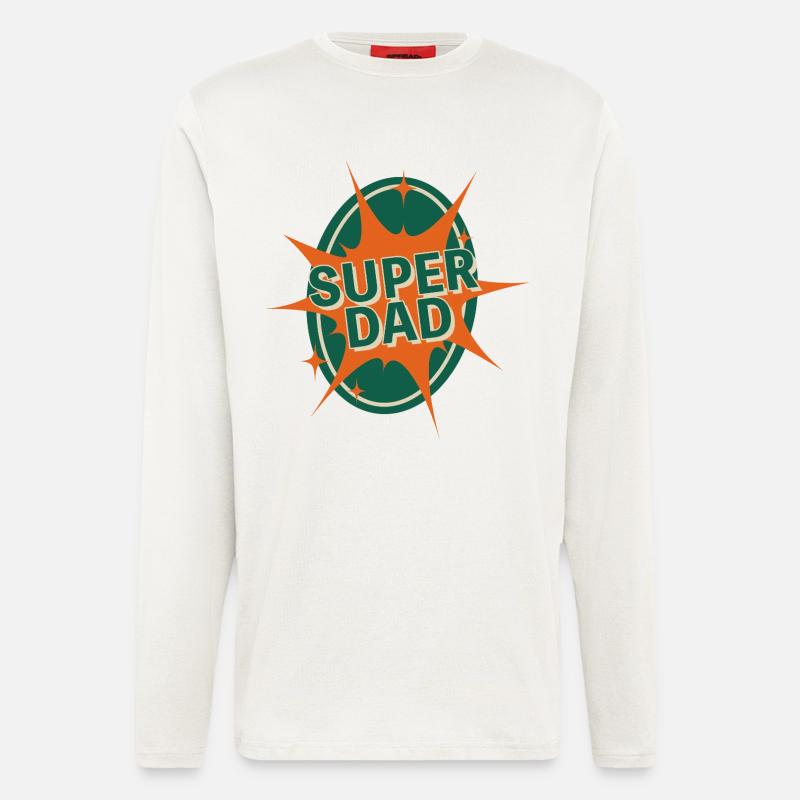 Conception de style bande dessinée Super Dad - Manches longues bio décontracté fabriqué en UE - OFF WHITE