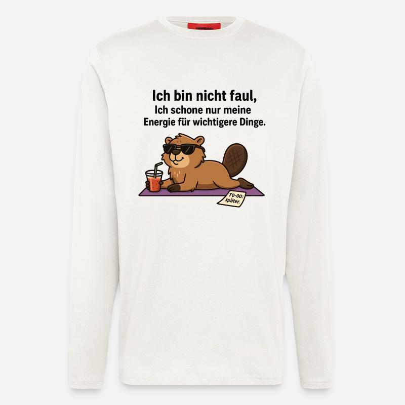 Fauler Biber im Chillmodus - Langarmshirt - made by SPREAD  - OFF WHITE