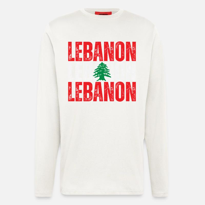 Flagge des Libanon, libanesischer Stolz - Langarmshirt - made by SPREAD  - OFF WHITE