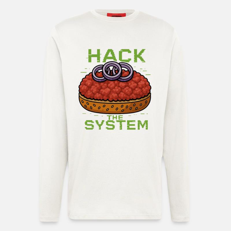 Hack the System – Mettbrötchen Shirt - Gourmett - Langarmshirt - made by SPREAD  - OFF WHITE