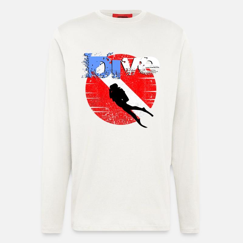 Drapeau de plongée américain - Manches longues bio décontracté fabriqué en UE - OFF WHITE