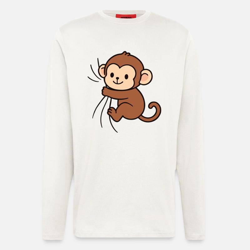 Cher petit singe - Manches longues bio décontracté fabriqué en UE - OFF WHITE