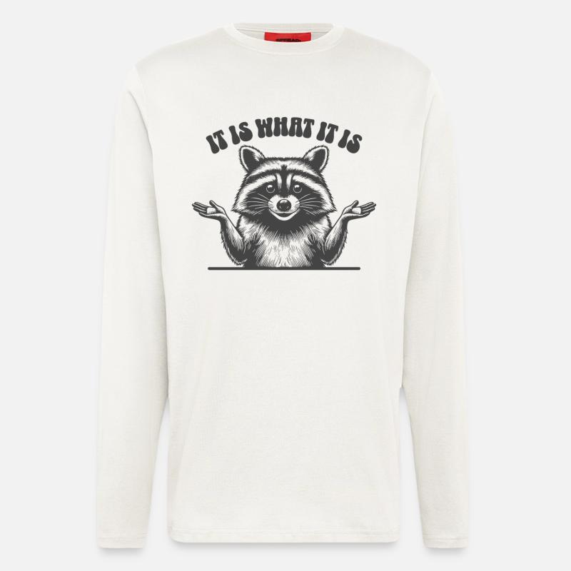 Raccoon - C’est ce que c’est - Manches longues bio décontracté fabriqué en UE - OFF WHITE