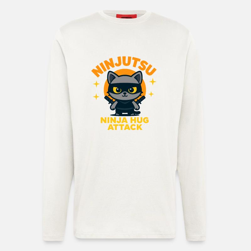 Ninja Katzen Attacke - Langarmshirt - made by SPREAD  - OFF WHITE