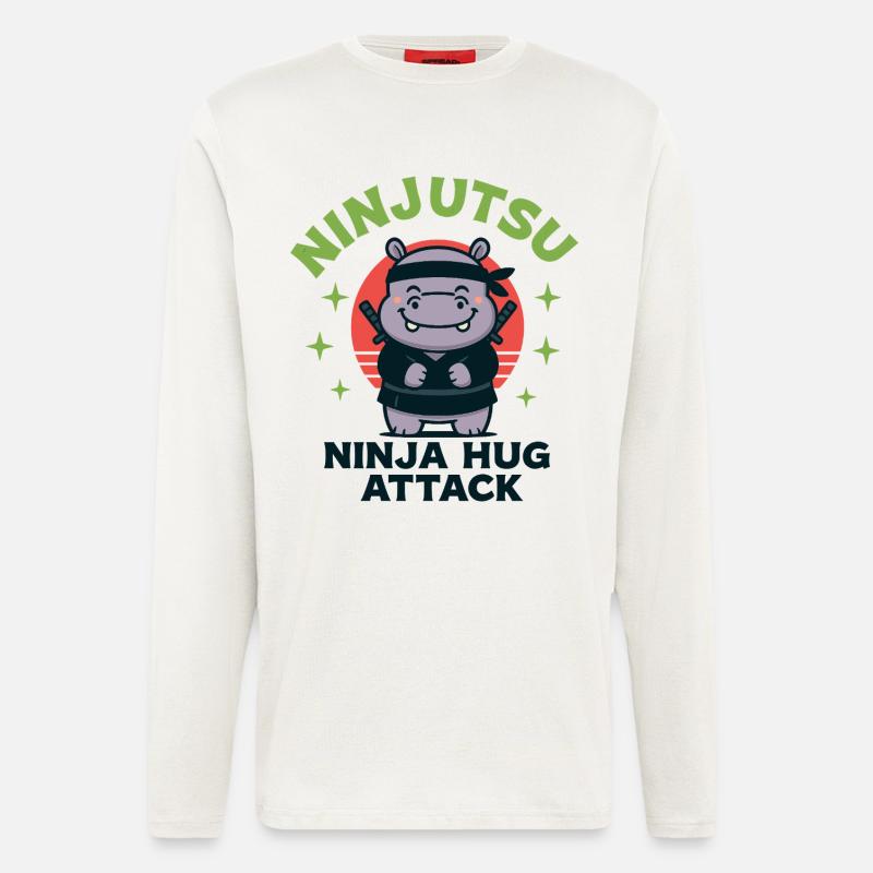 Ninja Kuschel Hippo - Langarmshirt - made by SPREAD  - OFF WHITE