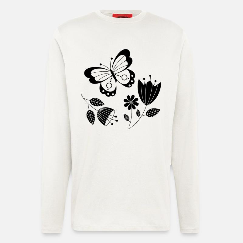 Schmetterling mit Blumen - Langarmshirt - made by SPREAD  - OFF WHITE