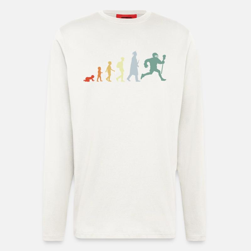 Evolution eines Lacrosse Spielers - Langarmshirt - made by SPREAD  - OFF WHITE