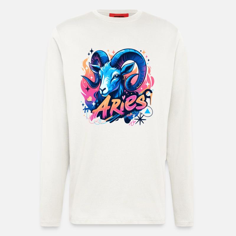 Widder – Sternzeichen – 🔮 ♈ - Langarmshirt - made by SPREAD  - OFF WHITE