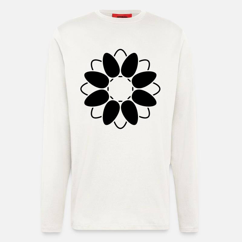 Fleur Ouverte Fleur Graphique Abstrait - Manches longues bio décontracté fabriqué en UE - OFF WHITE
