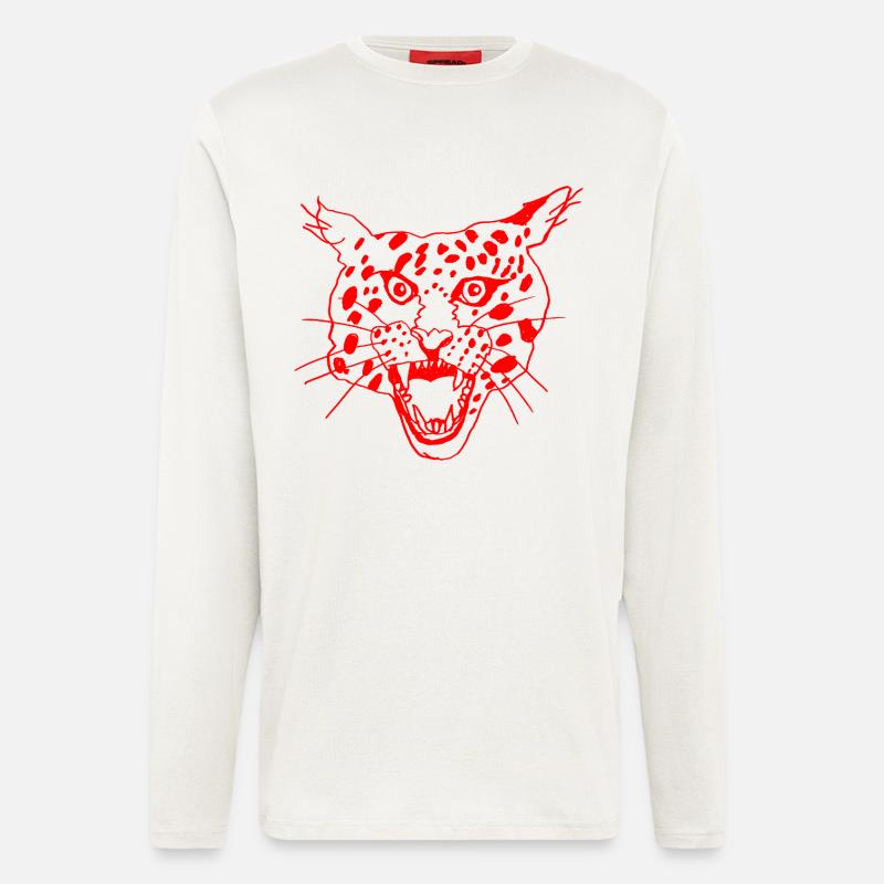 Jeff Leopardy - Manches longues bio décontracté fabriqué en UE - OFF WHITE