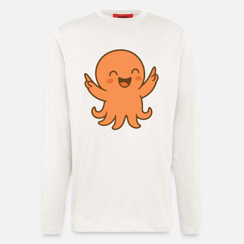 Lachkrake Orange - Langarmshirt - made by SPREAD  - OFF WHITE