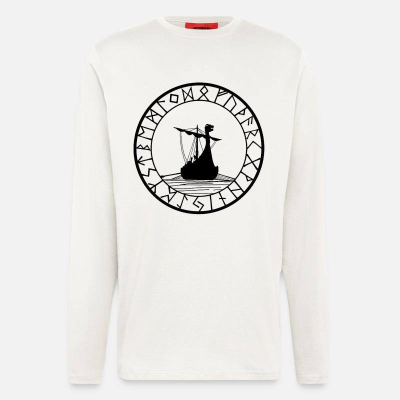 Black Viking longship and compass - Longsleeve - made by SPREAD  - OFF WHITE
