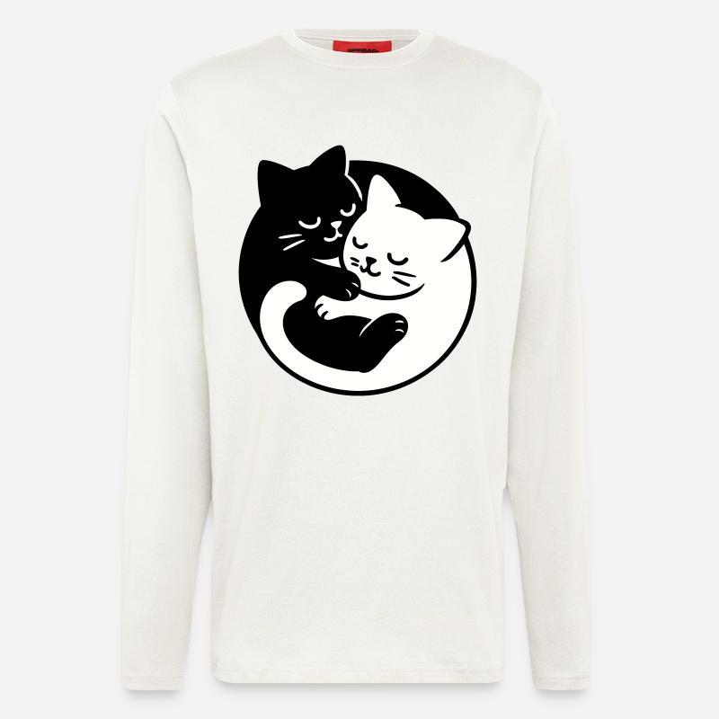 Yin-Yang Katzen - Langarmshirt - made by SPREAD  - OFF WHITE