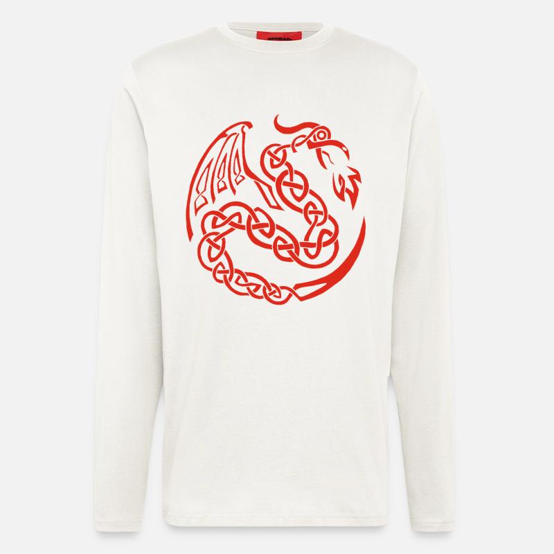 Roter keltischer Drache - Langarmshirt - made by SPREAD  - OFF WHITE