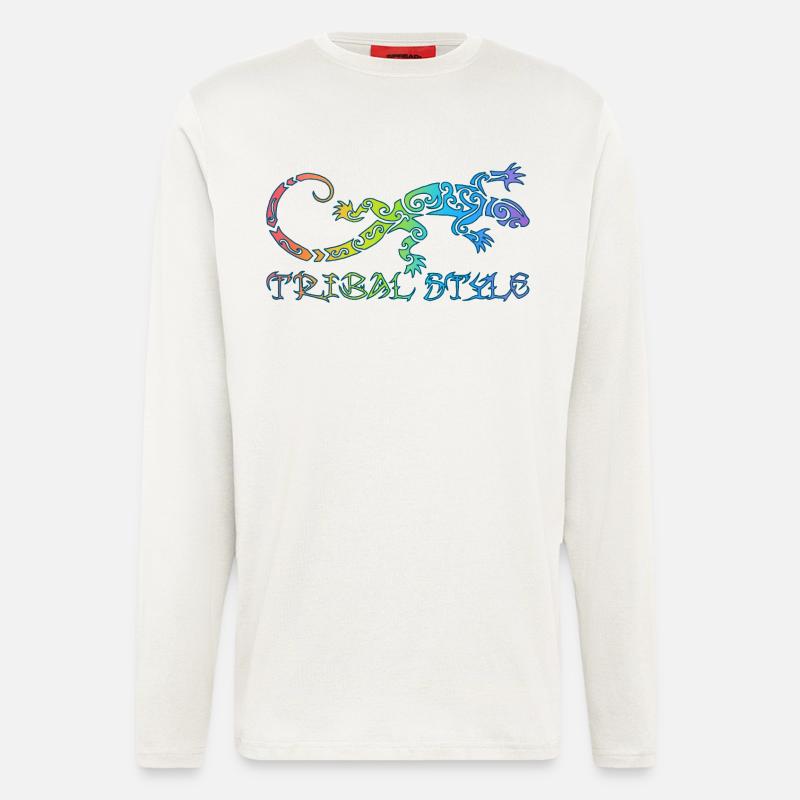 Polynesische Regenbogen-Eidechse - Langarmshirt - made by SPREAD  - OFF WHITE