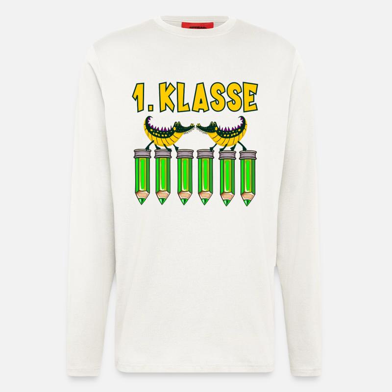 Einschulung 1. Klasse Alligatoren - Langarmshirt - made by SPREAD - OFF WHITE