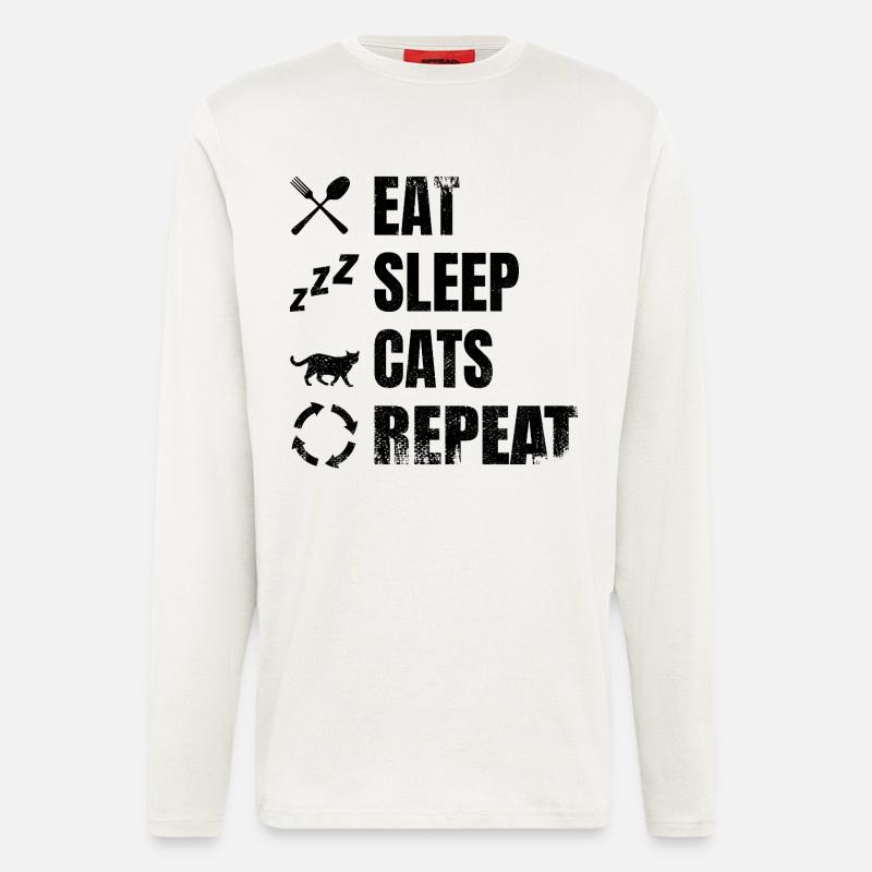 Katzenliebhaber Zeitplan - Langarmshirt - made by SPREAD  - OFF WHITE