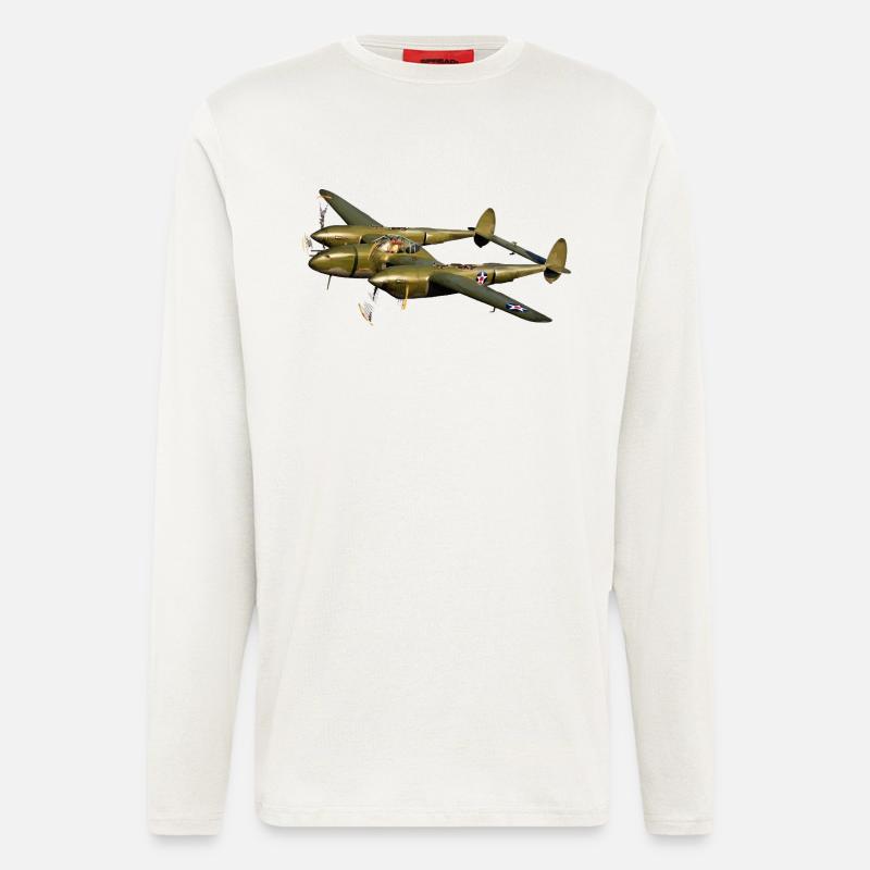 P-38 Lightning - Langarmshirt - made by SPREAD  - OFF WHITE