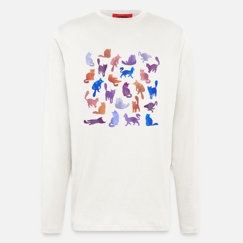 Farbenfrohe Katzen Silhouetten - Langarmshirt - made by SPREAD  - OFF WHITE