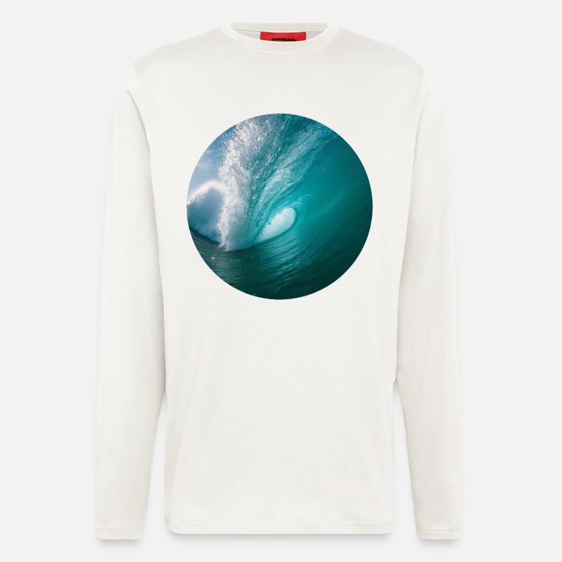 Dynamic ocean wave print - Longsleeve - made by SPREAD  - OFF WHITE