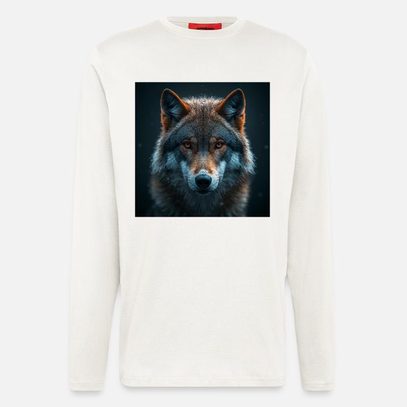 Majestätischer Wolf mit Feuerblick - Langarmshirt - made by SPREAD  - OFF WHITE