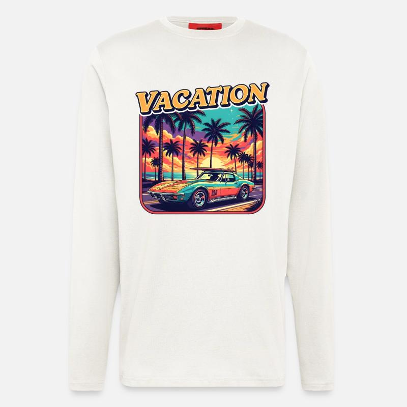 Oldtimer bei Sonnenuntergang - Langarmshirt - made by SPREAD  - OFF WHITE