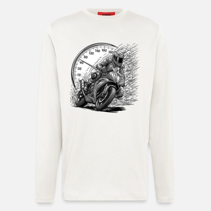 Biker, der von Geschwindigkeit angetrieben wird - Langarmshirt - made by SPREAD  - OFF WHITE
