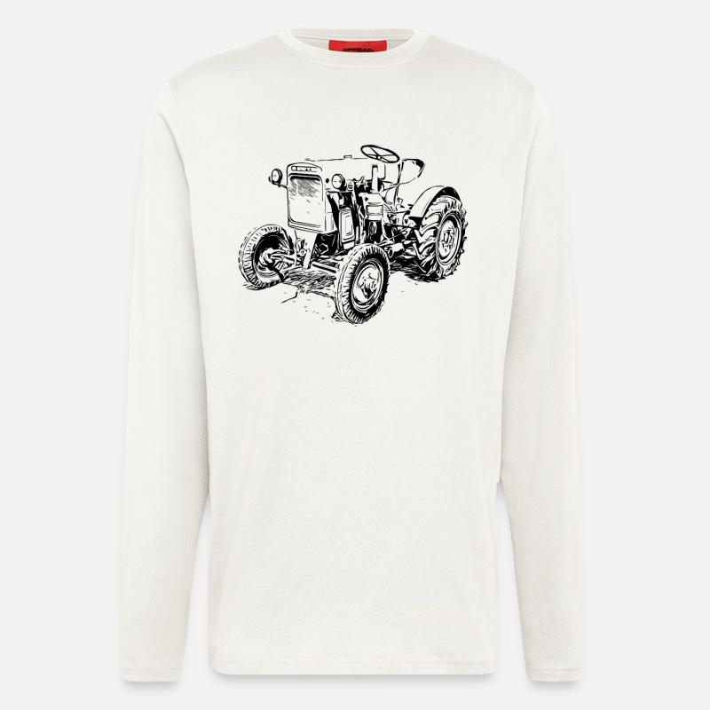 Grüner Traktor Klassiker - Langarmshirt - made by SPREAD  - OFF WHITE