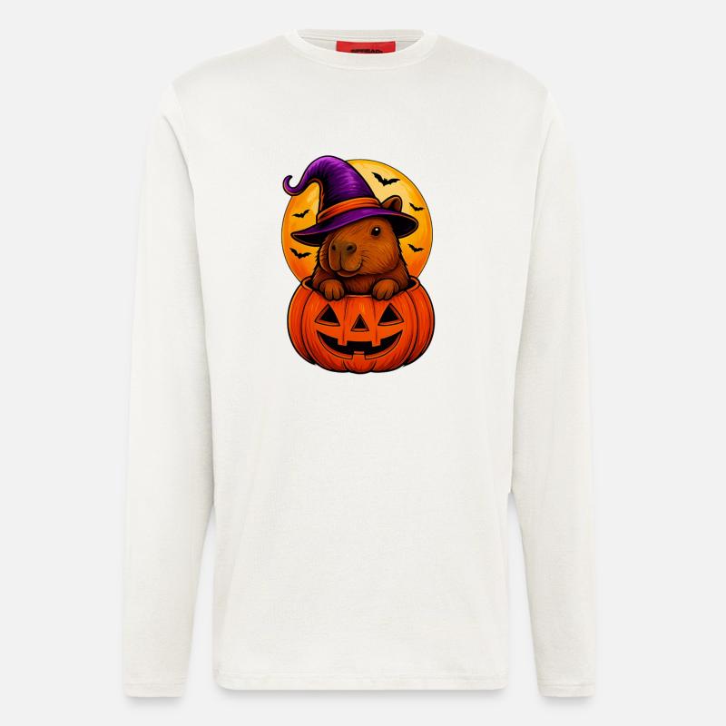 Cute Capybara in Halloween Pumpkin - Longsleeve - made by SPREAD  - OFF WHITE