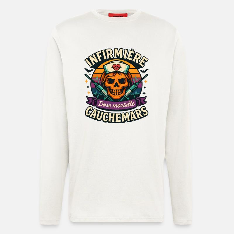 Krankenschwester Halloween Tödliche Dosis Albträume - Langarmshirt - made by SPREAD  - OFF WHITE